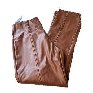 Super high rise women’s faux leather brown‎ pants. Size 15-17. XL. N10.